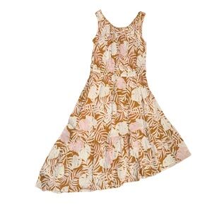 SO Dress in Tan, White and Pink Tropical Floral